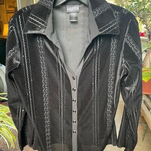 BARANDA Black sequin and beaded evening dress shirt.